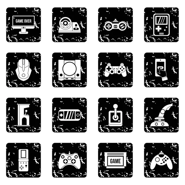 Conjunto de iconos de videojuegos, estilo grunge — Vector de stock