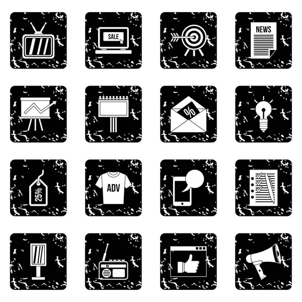 Advertisement set icons, grunge style — Stock Vector