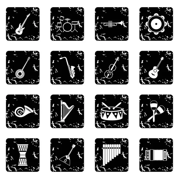 Muziekinstrumenten iconen set, eenvoudige stijl — Stockvector