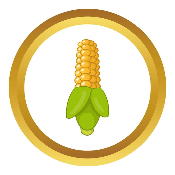 Oor van maïs met groene bladeren vector pictogram — Stockvector