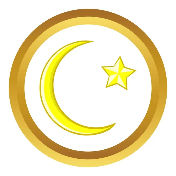 Crescent and star cartoon vector icon — Stock Vector