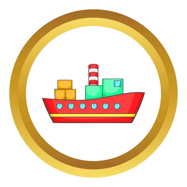 Red cargo ship vector icon — Stock Vector