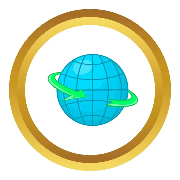 Globe et tour du monde flèche symbole vectoriel icône — Image vectorielle