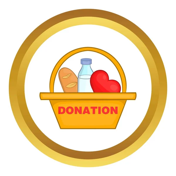 Donation box with food vector icon — Stock Vector