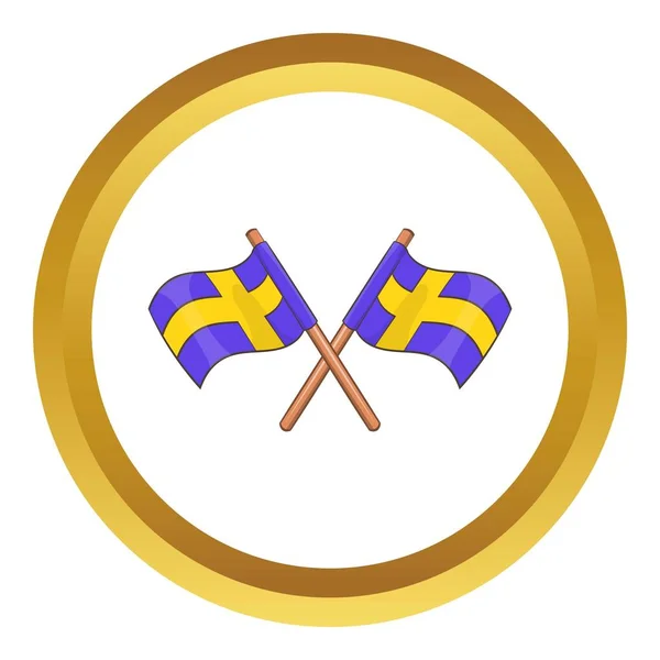 Bandiere svedesi incrociate icona vettoriale — Vettoriale Stock