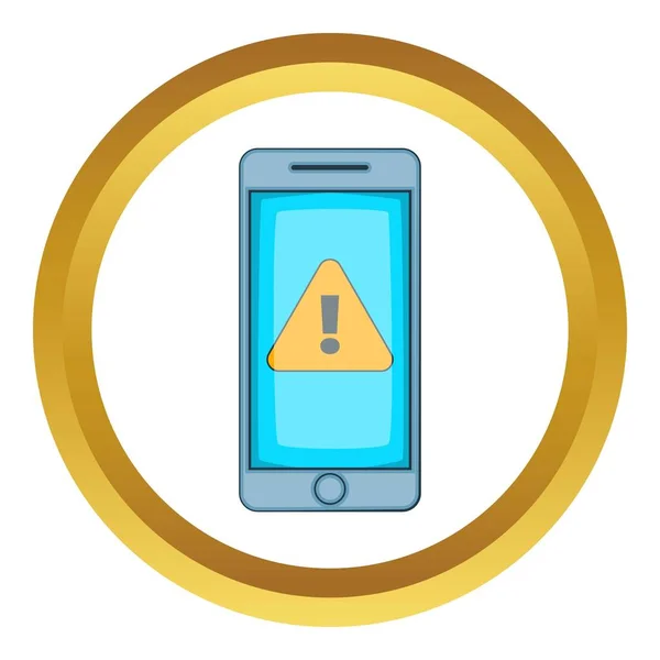 Warning notification on phone vector icon — Stock Vector