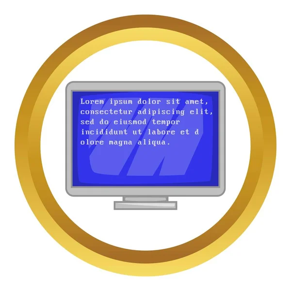 Tela azul do computador com ícone de vetor de texto — Vetor de Stock
