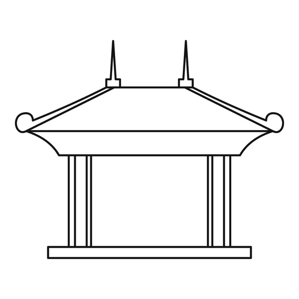 Icono del pabellón de la pagoda, estilo de esquema — Vector de stock