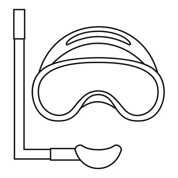 Tauchermaske und Schnorchel-Ikone, Outline-Stil — Stockvektor