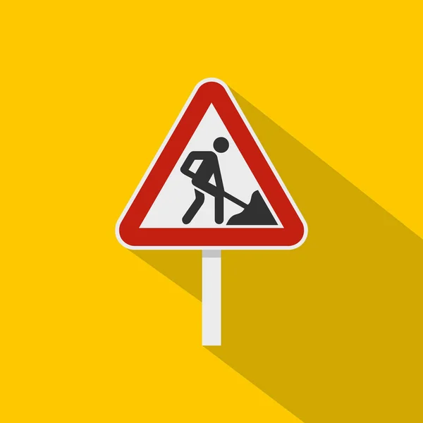 Icône panneau Roadworks, style plat — Image vectorielle