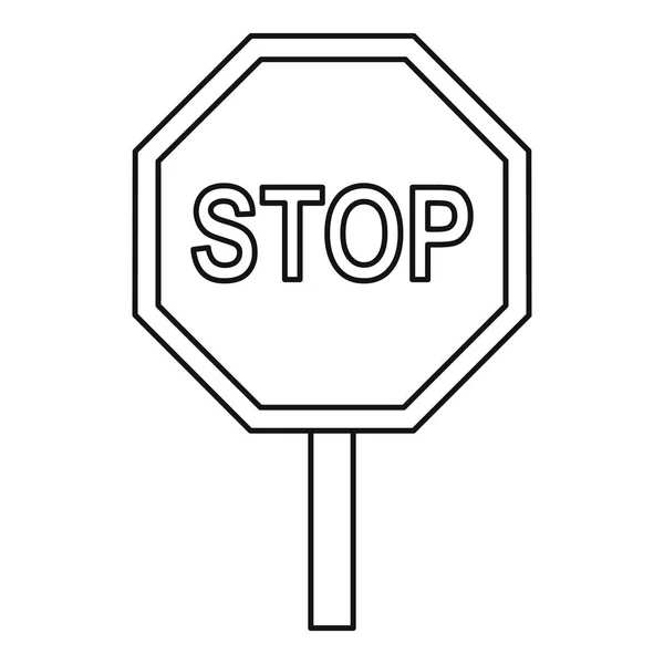 Fermare l'icona del segnale di traffico, stile contorno — Vettoriale Stock