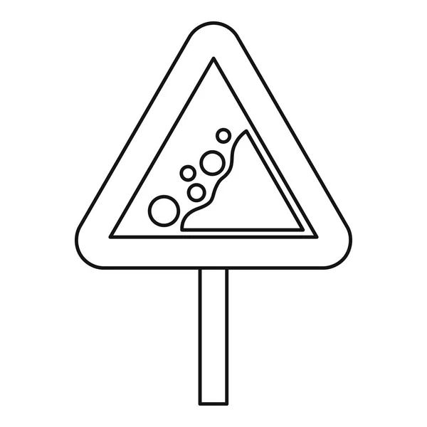 Zřícení skal varování silnici podepsat osnovy styl ikon — Stockový vektor