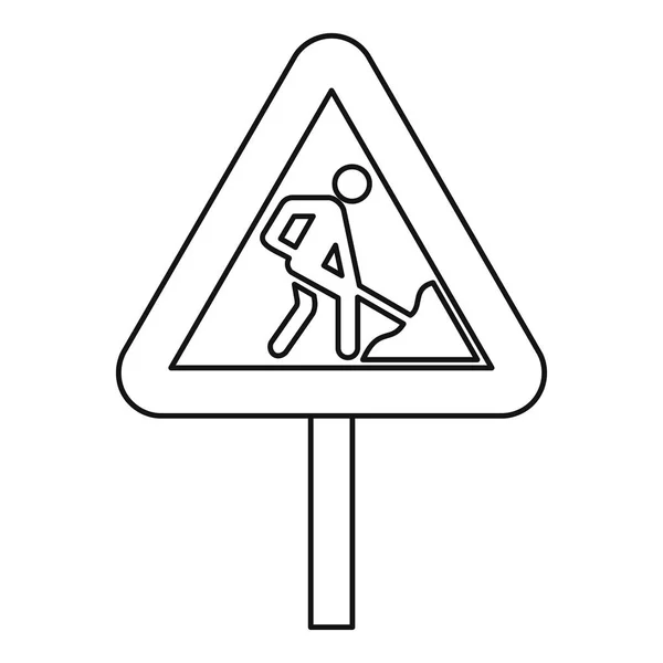 Baustellen-Warnschild-Symbol umreißt Stil — Stockvektor