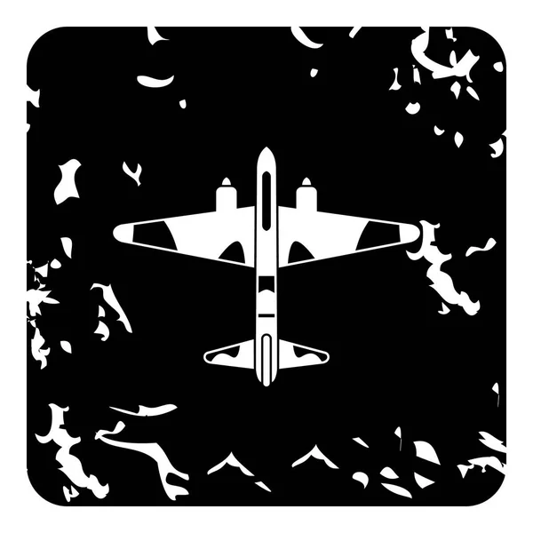 Icône avion militaire, style grunge — Image vectorielle
