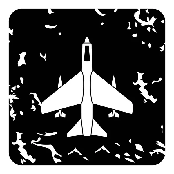 Aircraft with missiles icon, grunge style — Stock Vector