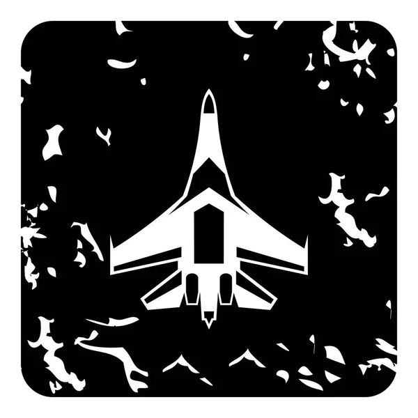 Icône de l'avion militaire rapide, style grunge — Image vectorielle