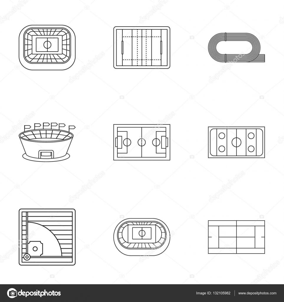 Sports complex icons set, outline style — Stock Vector © ylivdesign