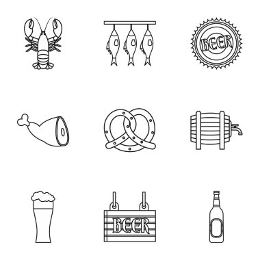 Bira Icons set, anahat tarzı tatil