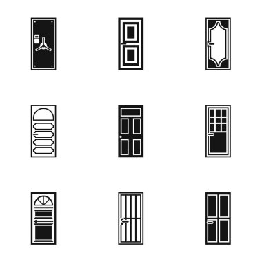 Kapılar Icons set, basit tarzı türleri