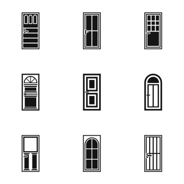 İç kapılar Icons set, basit tarzı