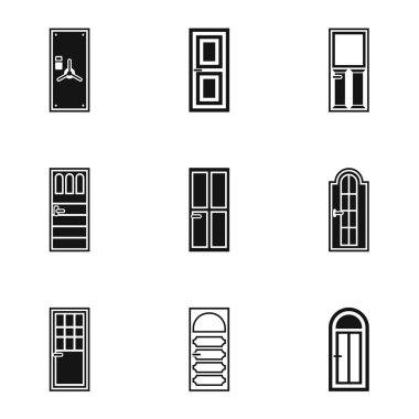 Güvenlik kapıları Icons set, basit tarzı
