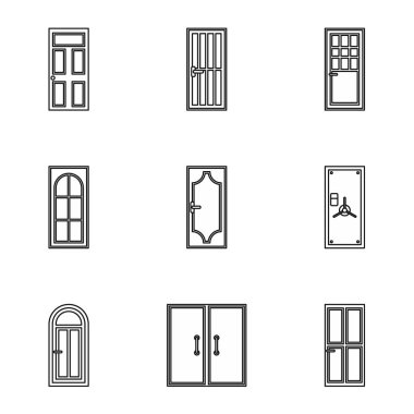 Dış kapılar Icons set, anahat stili