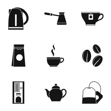İçecek Icons set, basit tarzı