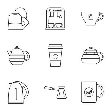 İçecekler Icons set, anahat stili türleri