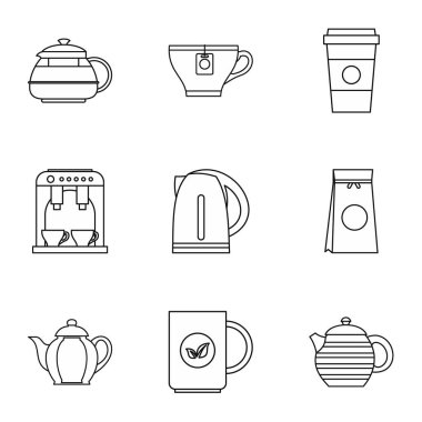 İçecek Icons set, anahat stili