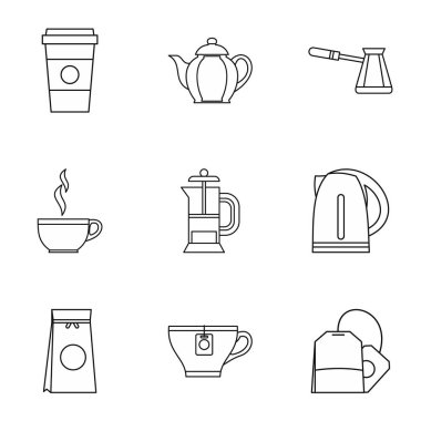 İçki Icons set, anahat stili