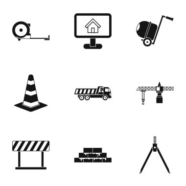 İnşaat araçları Icons set, basit tarzı