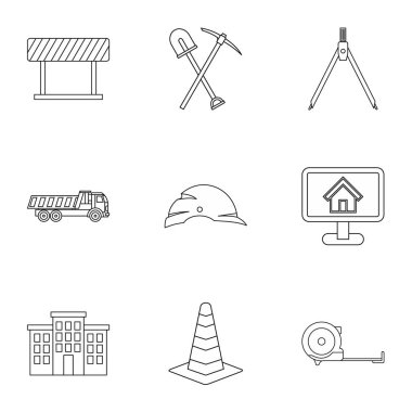 İnşaat Icons set, anahat stili