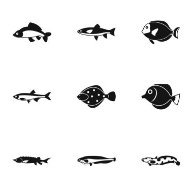Balık Icons set, basit tarzı