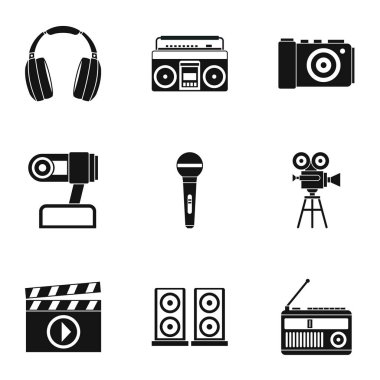 Elektronik haberleşme Icons set, basit tarzı