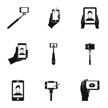 Cep telefonu Icons set, basit tarzı üzerinde çekim