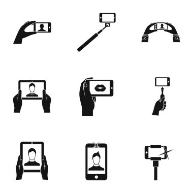 Selfie Icons set, basit tarzı