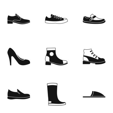 Ayakkabı Icons set, basit tarzı
