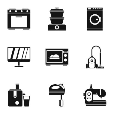 Ev elektroniği Icons set, basit tarzı