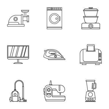 Ev aletleri Icons set, anahat stili