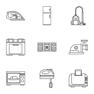 Teknik Icons set, anahat stili