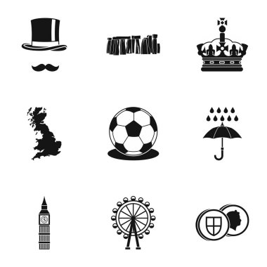 İngiltere Icons set, basit tarzı