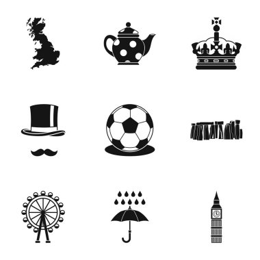 Ülke İngiltere Icons set, basit tarzı
