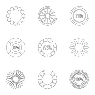 Bilgisayar download Icons set, anahat stili