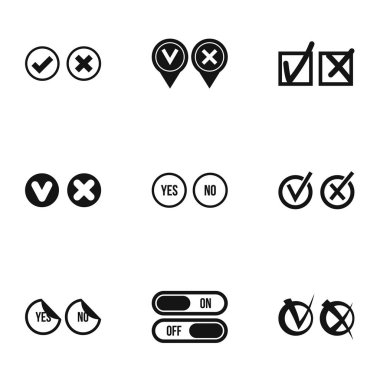 Evet Hayır seçim Icons set, basit tarzı