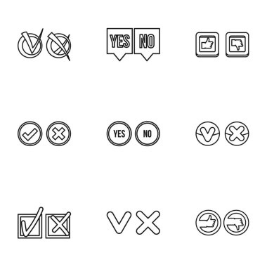 Seçim Icons set, anahat stili