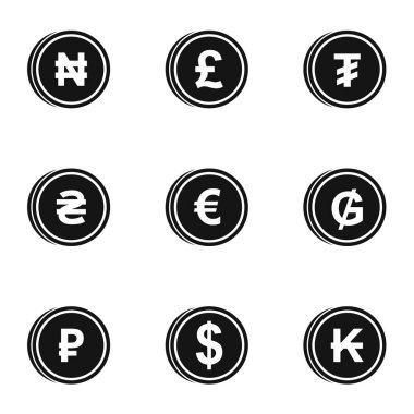 Para Icons set, basit tarzı türleri