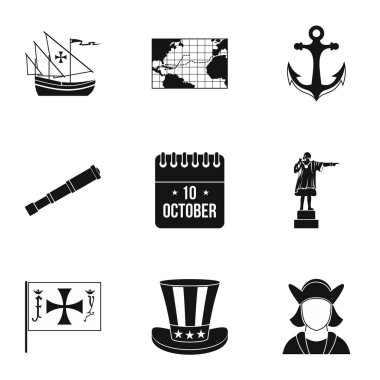 Amerika Icons set, basit tarzı keşfi