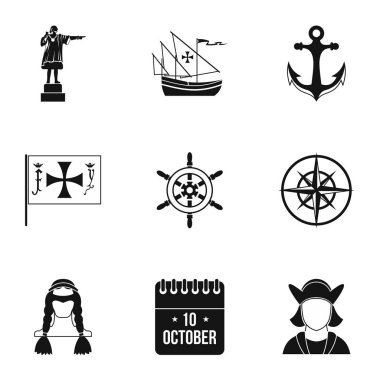 Coğrafya Icons set, basit tarzı