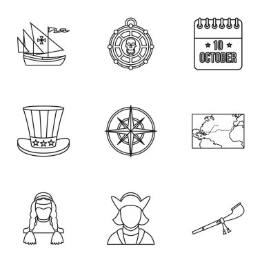 Amerika Icons set, anahat stili keşfi