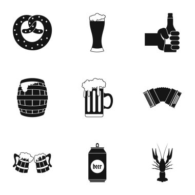 Alkollü içecek Icons set, basit tarzı